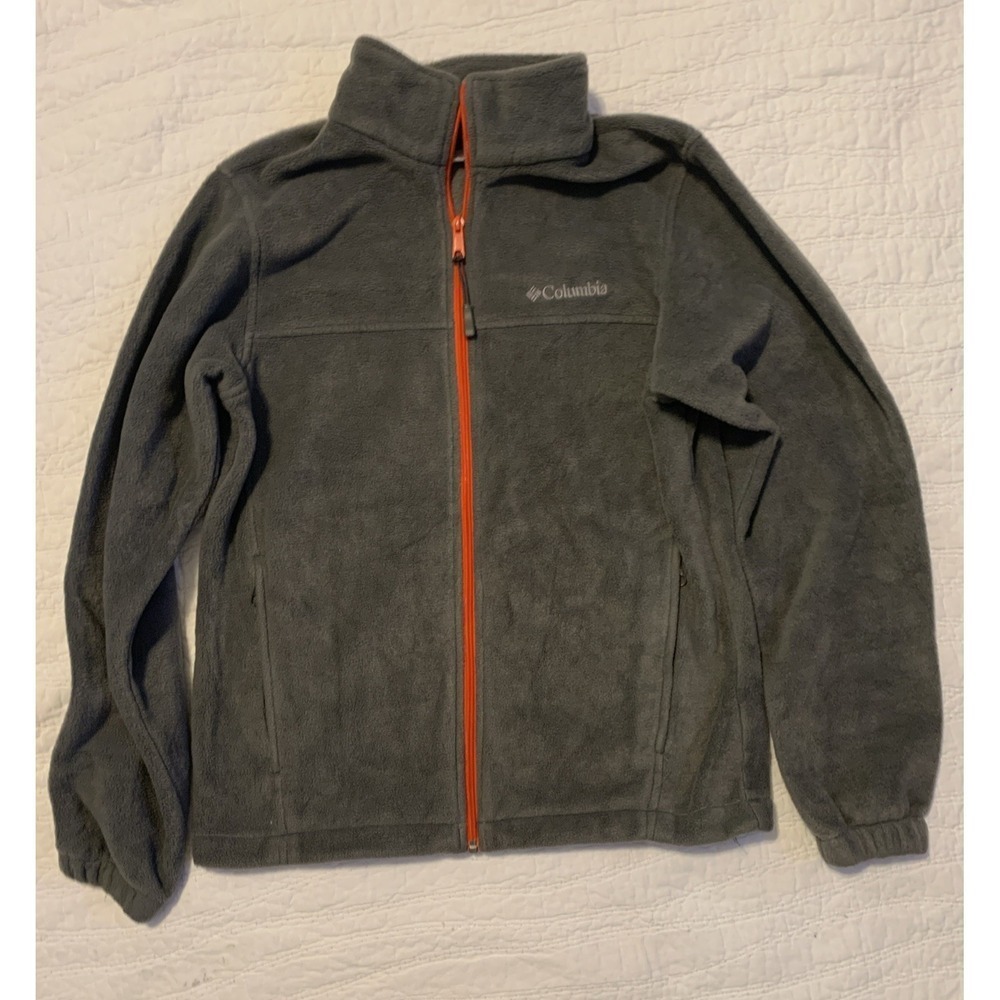 Columbia Sportswer Outdoors fleece zip-up jacket Gray/Orange Size Small Men's